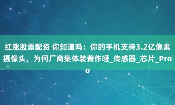 红涨股票配资 你知道吗：你的手机支持3.2亿像素摄像头，为何厂商集体装聋作哑_传感器_芯片_Pro