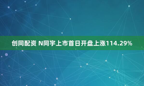 创同配资 N同宇上市首日开盘上涨114.29%